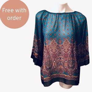 NWOT R. Rouge Ruffled‎ 3/4 Length Sleeve Top Small